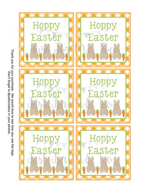 easter printable tags instant  bunny tags square gift tags