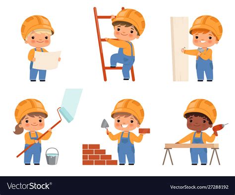 builders kids construction children vector image