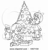 Christmas Tree Outline Coloring Children Trimming Clip Illustration Royalty Bannykh Alex Clipart Regarding Notes sketch template