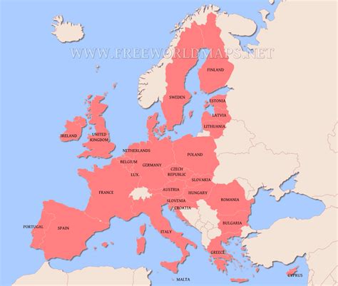 map  european union countries simplified  freeworldmaps imaps pinterest printable maps