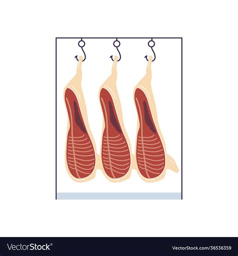 raw meat carcass hanging  food factory rack vector image