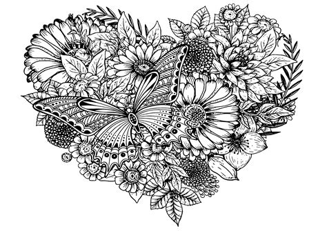 flower  butterflies coloring pages
