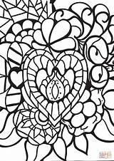 Coloring Pages Adults Heart Abstract Hearts Patterns Printable Supercoloring Categories sketch template