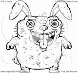 Ugly Rabbit Cartoon Outlined Drooling Coloring Clipart Thoman Cory Vector sketch template