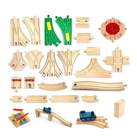wooden railway accessories train track set toys wooden track work