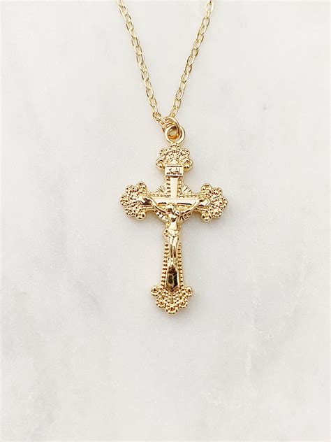 gold cross necklace gold filled cross necklace cross etsy singapore