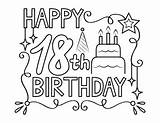 Coloring Birthday Pages 18th Printable Greeting sketch template