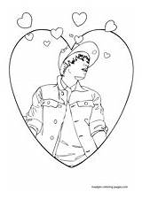 Coloring Bieber Justin Pages Valentine Lovely Print sketch template