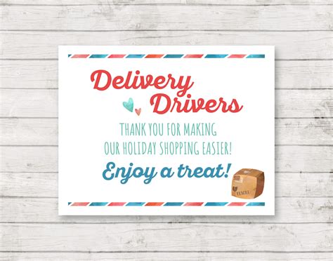 delivery driver   sign instant  printable etsy
