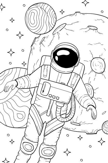 premium vector astronaut  space coloring book coloring book art