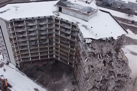 drone footage demolition   twin cities southgate office plaza vacation apartment news