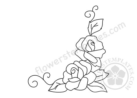 roses corner border coloring page flowers templates