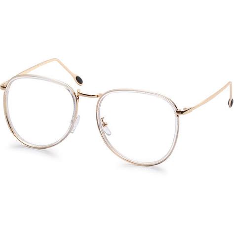 Gold Metal Frame Clear Lens Retro Style Glasses 6 99 Liked On