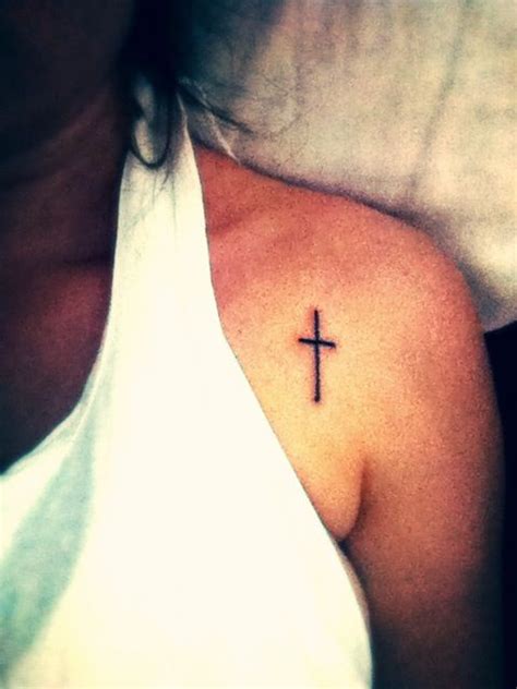 Front Shoulder Cross Tattoo