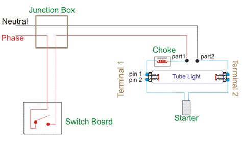 wiring diagram   single tube light circuit lekule