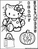 Halloween Coloring Kitty Hello Pages Printable Hellokitty Colouring Color Barbie Kids Sheets Part Print Fun Book Freelargeimages Cute sketch template