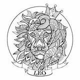 Coloring Zodiac Pages Leo Sign Adults Signs Horoscope Adult Astrology Fotolia Lion Book Books Sheets Printable Color Mandala Mandalas Vector sketch template