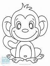 Colouring Monkeys Drawing Simplemomproject Funky Ort Squirrel Math Selva Toddlers Zoo sketch template