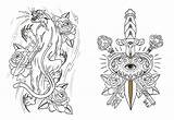 Tattoo Coloring Book Colouring Pages Designs Designlooter Tatuajes Flash Traditional 5kb Tablero Seleccionar Tattoos sketch template