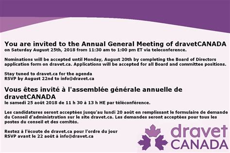 annual general meeting 2018 dravet canada