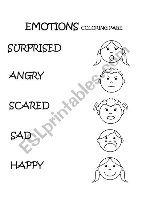 emotions feelings coloring page esl worksheet  dschoenfeld
