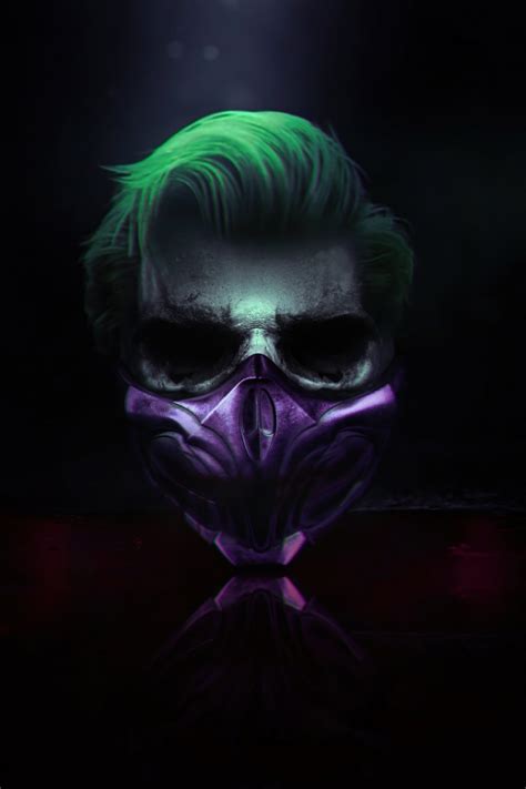 joker wallpaper  mask cyberpunk dark background