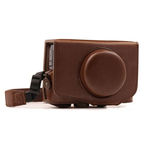 megagear canon powershot sx hs sx hs  ready leather camera case  strap dark
