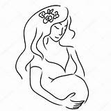 Pregnant Woman Drawing Girl Lady Drawn Hand Stock Illustration sketch template