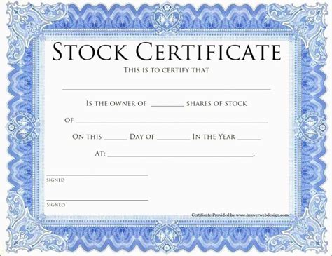 printable  stock certificate template    stock
