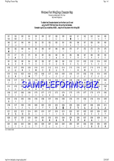 wingdings chart templates samples forms
