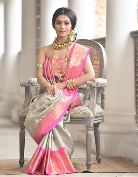 grey pink pure silk kanchipuram rangoli couture designer saree saree sareefashion
