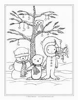 Coloring Winter Pages Printable Scene Polar Bear Christmas Grayscale Express Molly Girl Adults Halloween Time Landscape Snowman Birds Owl Tree sketch template