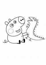 Peppa Pig George Coloring Brother His Toy Dinosaurus Pages Colouring Coloringsky Dinosaur Cartoon Fun sketch template