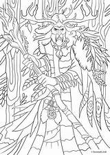 Coloring Pages Druid Adult Book sketch template