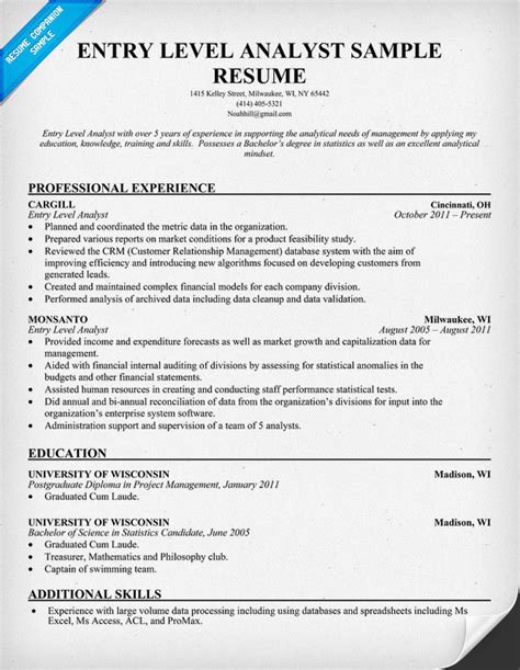 write  resume   business analyst position