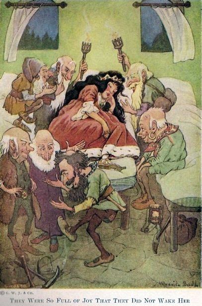 Snow White And The Seven Dwarfs Illustration From Household And Fairy