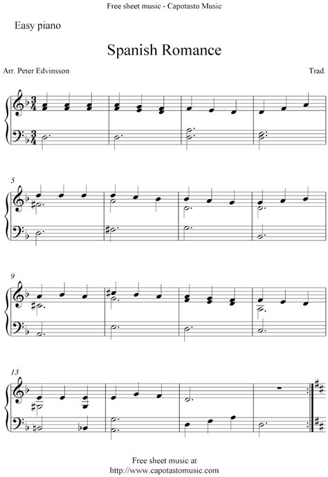 easy piano sheet  solo spanish romance romance