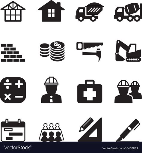 silhouette construction icon set royalty free vector image