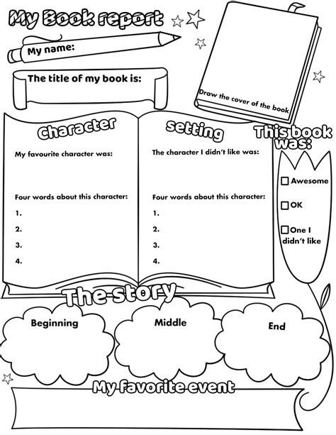 book report printable worksheet  printable papercraft templates