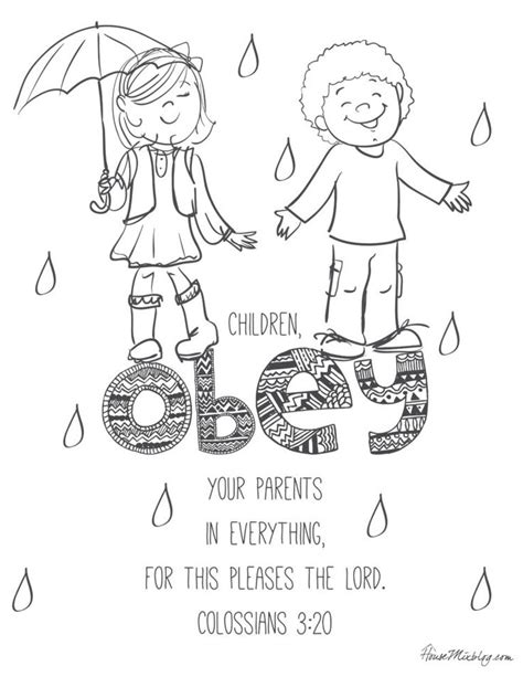 printable coloring page  children obey  parents