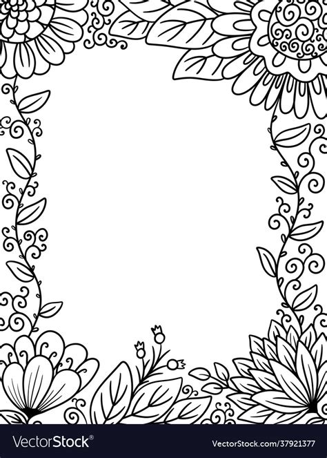 border flowers perfect  coloring royalty  vector