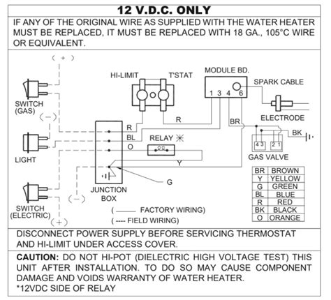 wiring diagram suburban  rv water heater gaselectric wall switch assembly