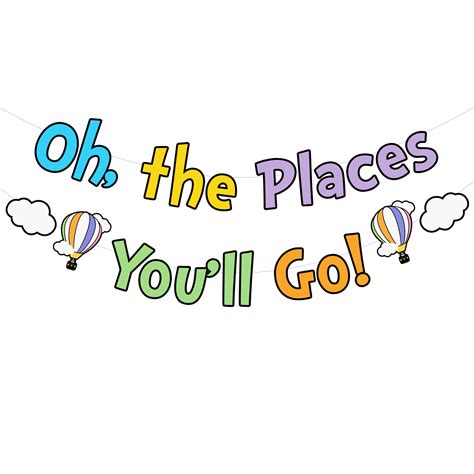 buy mzogm   places youll  banner colorful dr seuss party