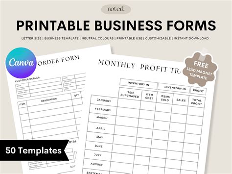 printable business templates small business bundle business etsy