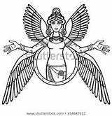 Ishtar Goddess Divindades Colorir Stylized sketch template