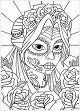 Muertos Dia Los Coloring El Pages Woman Día Mandala Elegant Coloriage Adults Dessin Imprimer Skull Adult Halloween Coloriages Color Just sketch template