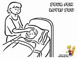 Coloring Pages Mothers Sick Mother Mama Boy sketch template