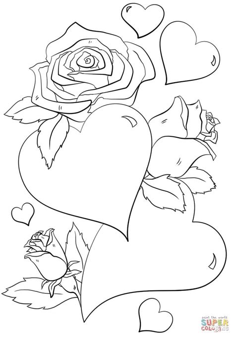 coloring page  hearts heart coloring pages rose coloring