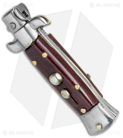 italian mini stiletto bayonet automatic knife gonzo wood  satin blade hq