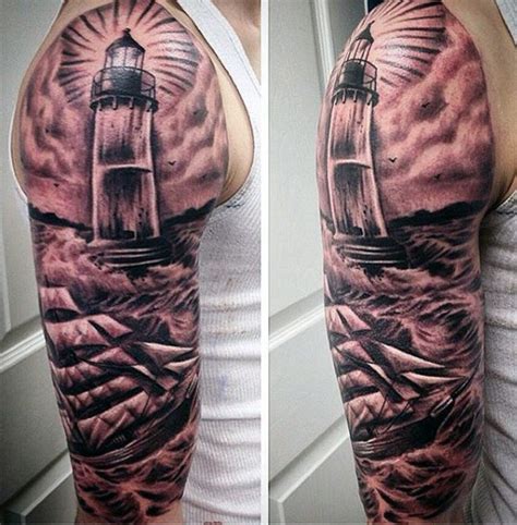 100 lighthouse tattoo designs for men a beacon of ideas